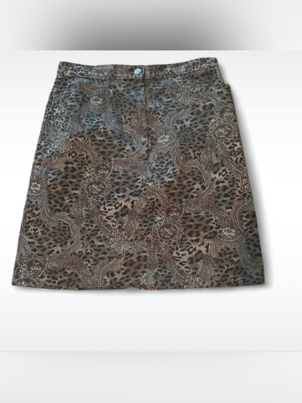 vintage bill blass stretch green leopard print mini skirt